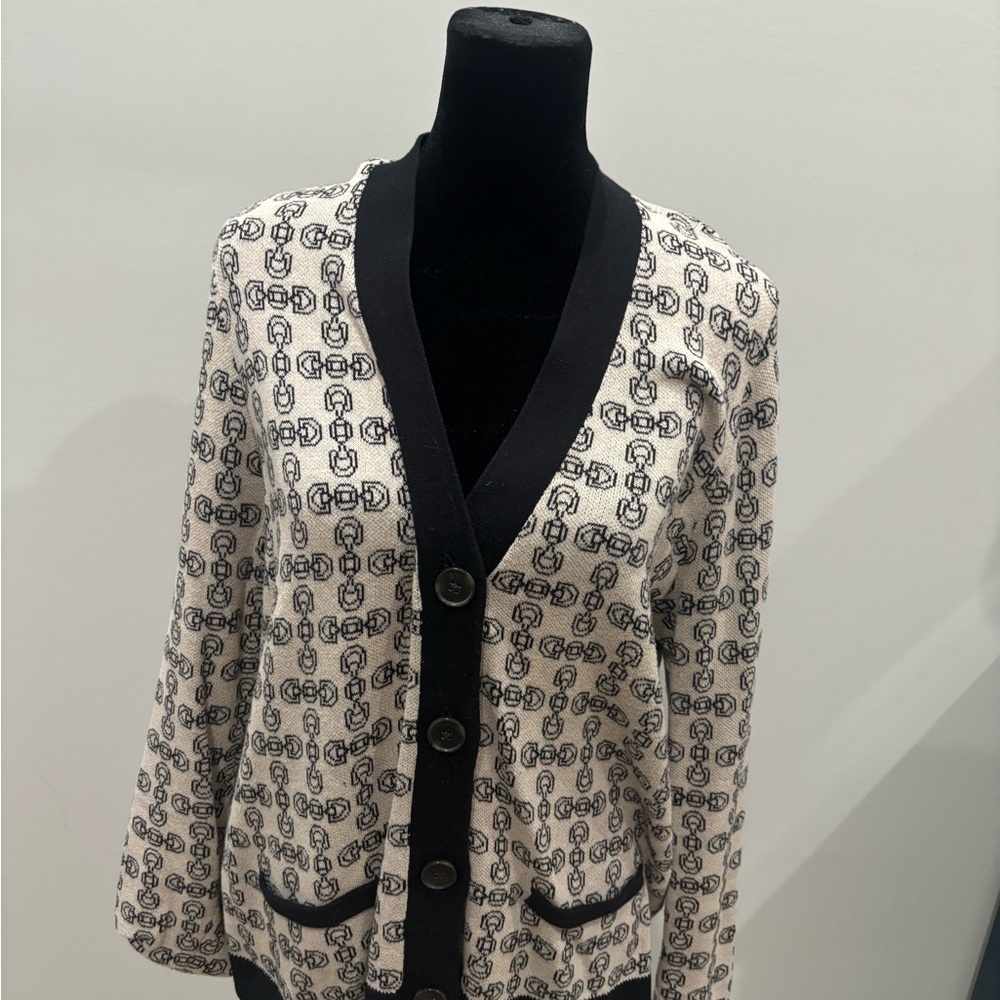 Ann Taylor Black and Cream Patterned Blazer
